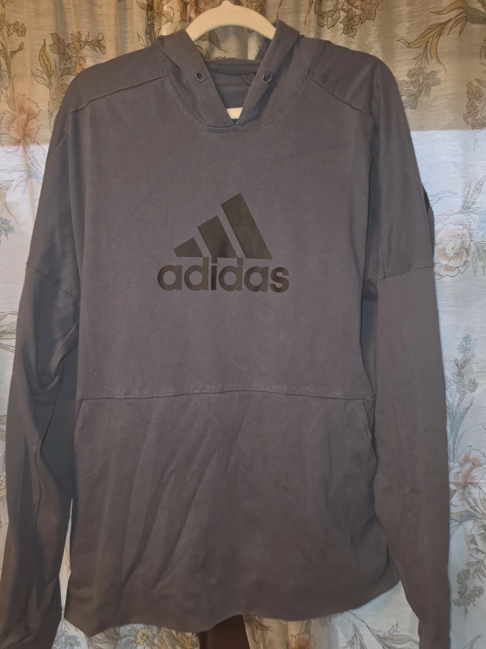 adidas Charcoal Gray Pullover Hoodie with Front Logo